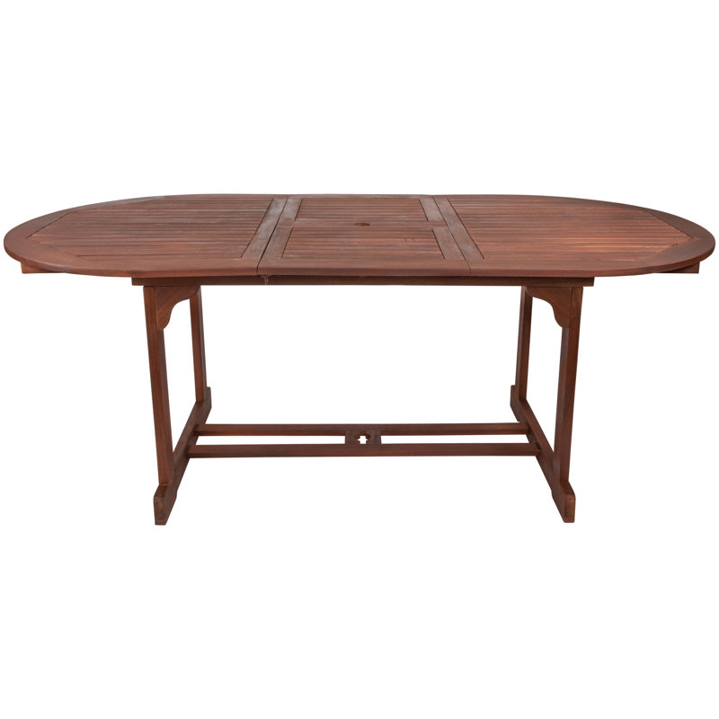 Oval Acacia Wood Folding Patio Dining Table with Brass Hardware