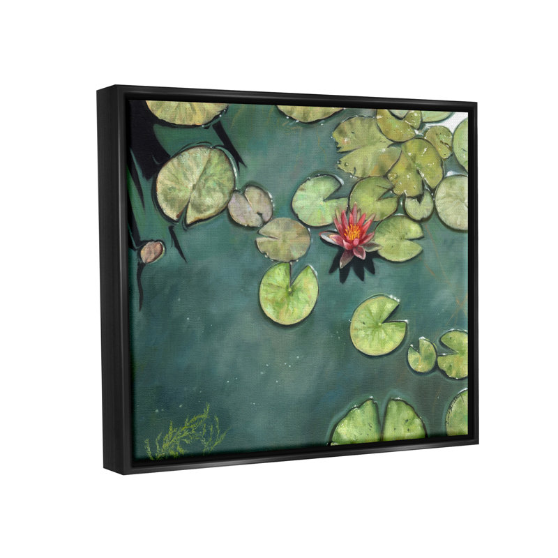 «Pond Lily Lotus Blossom Floating Peaceful Botanicals» par David Stribble - peinture à cadre flottant sur toile