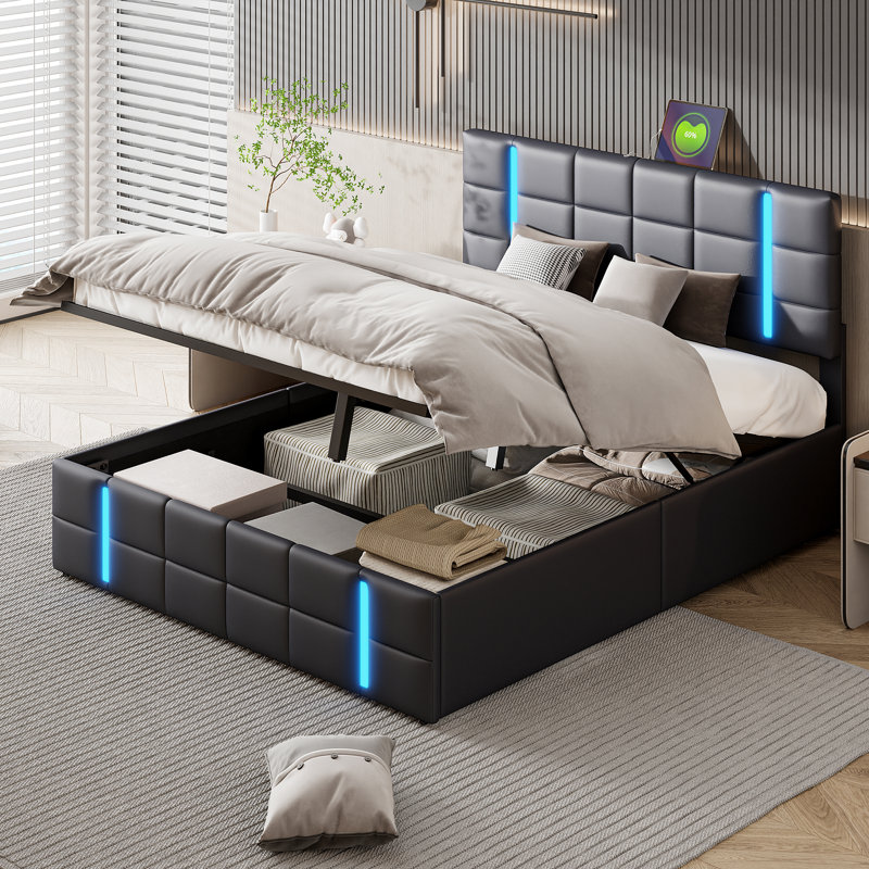 Upholstered Ottoman Storage Bed, European Kingsize (160 x 200 cm)