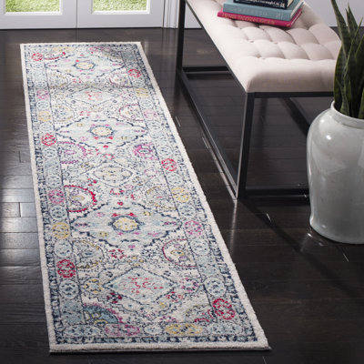 Christa Oriental Light Gray/Fuchsia Area Rug