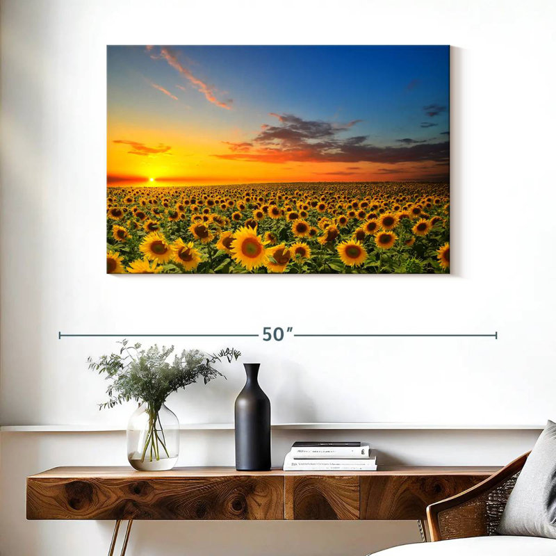 Alvord Sunflower Field Twilight, 26" H x 39" W