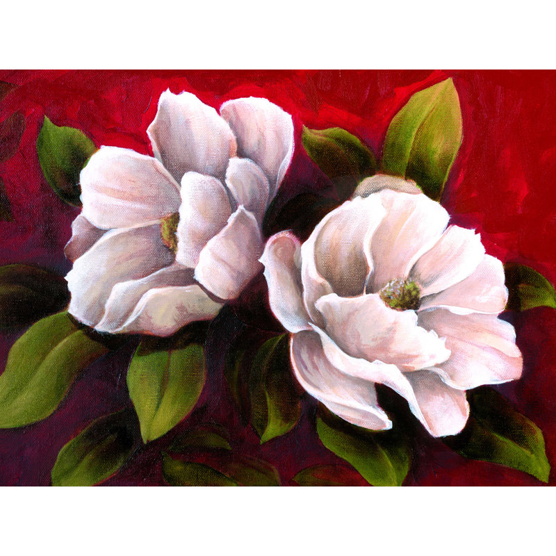 Red Magnolia - reproduction sur toile tendue, H 12 po x l 16 po