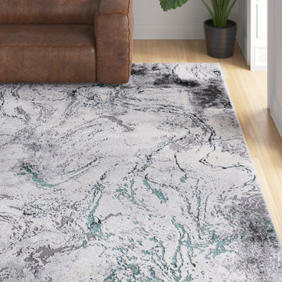 Preusser Abstract Gray/Green/Ivory Area Rug