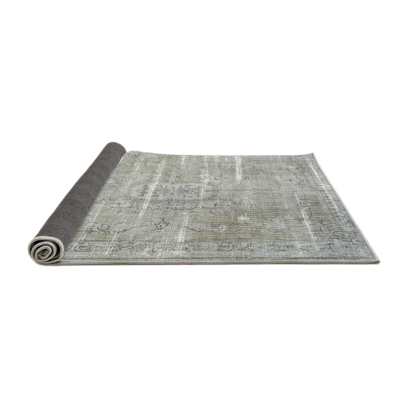 Tapis décoratif gris en laine oriental, Rond 6 pi