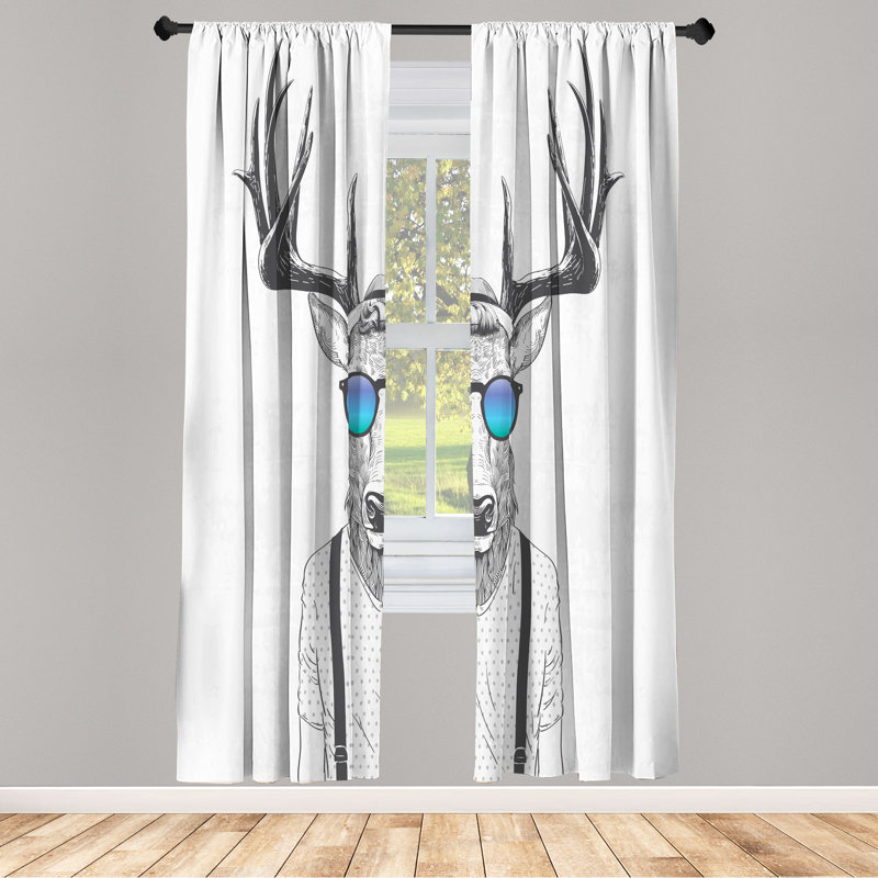 George Oliver Curtains, Gray/White, 28" W x 63" L