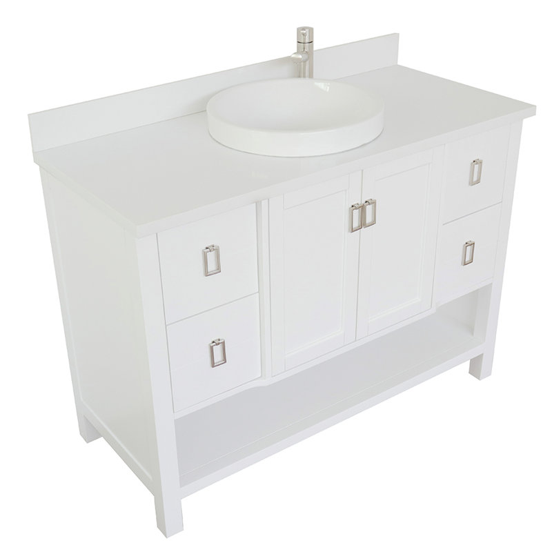 Ensemble de meuble-lavabo simple 49 po Wilhoit, Blanc / quartz blanc