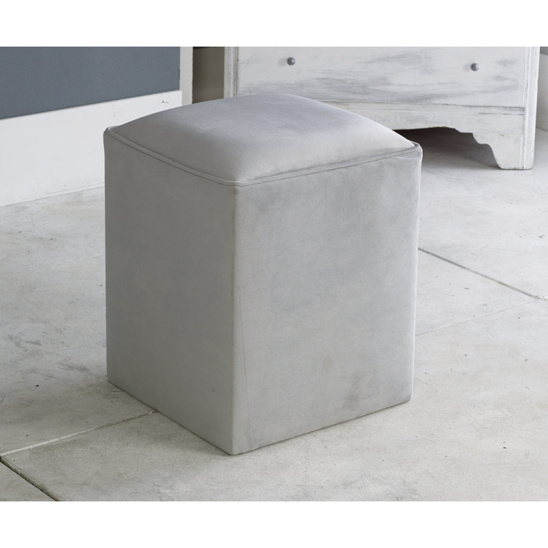 Henton 40cm Wide Velvet Square Solid Colour Pouffe Ottoman, Silver