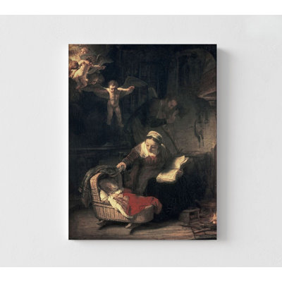 The Holy Family With Angels By Rembrandt Harmenszoon Van Rijn, Catholic Father Office Wall Art, Catholic Church Entryway Wall Art