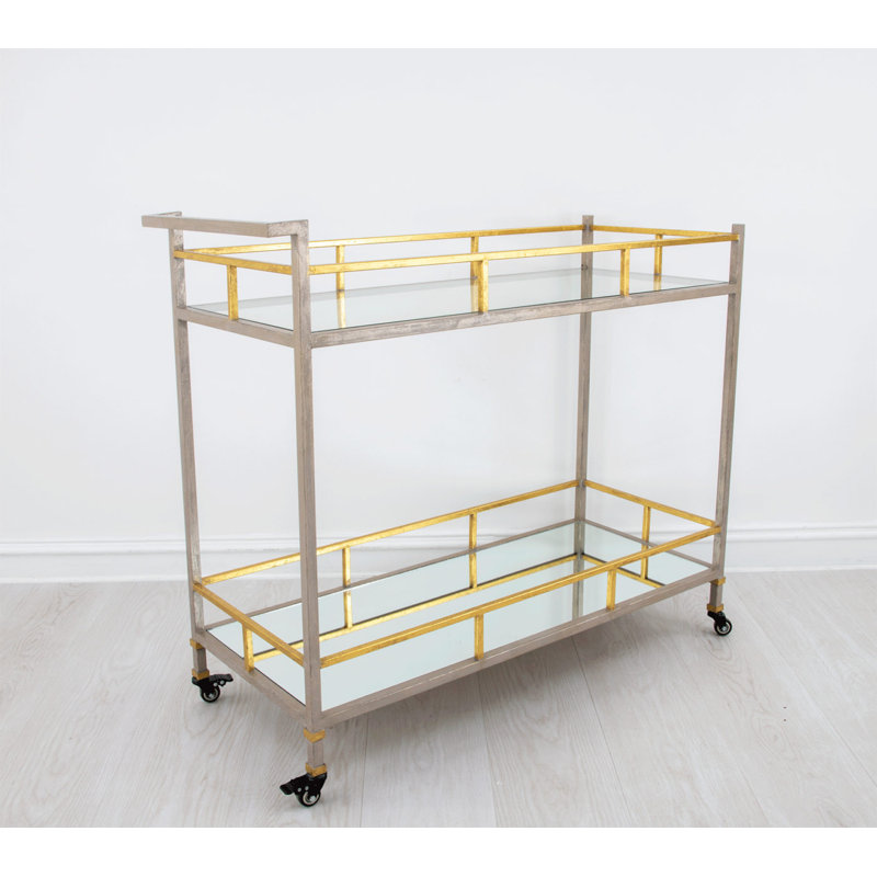 Melody Serving Cart, Antiqued Champagne/Gold Leaf