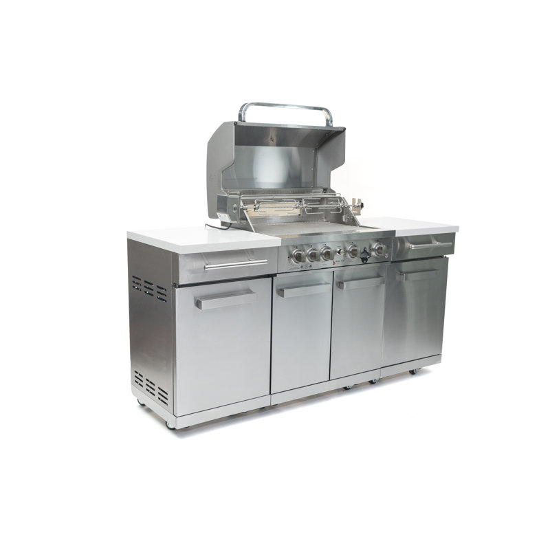 Mont Alpi 5-burner 63000 Btu Stainless Steel Compact Outdoor Kitchen Island Barbecue Gas Grill