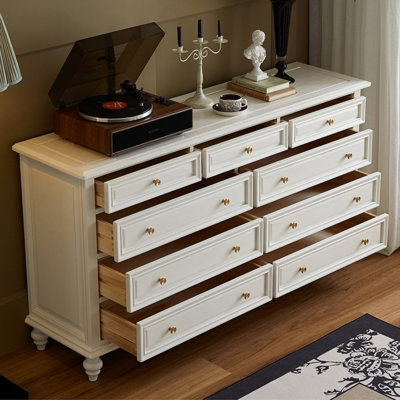 Buffet décoratif blanc en bois massif