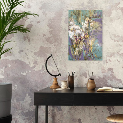 Abstract Purple Flowers Abstract Impressionist Modern Lavender Nature Spring Wall Art Print