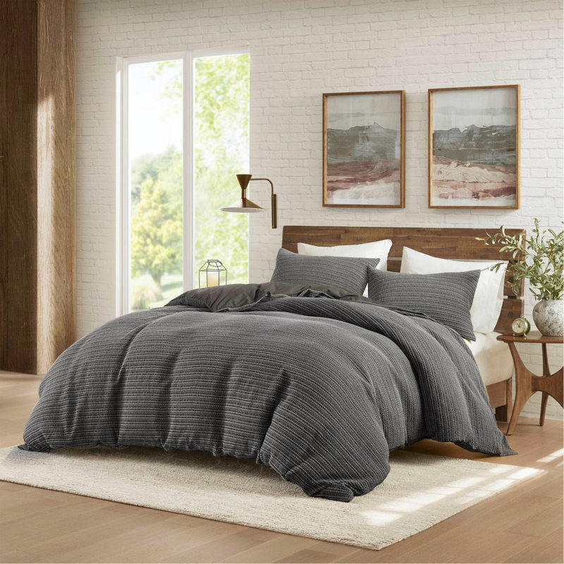 Ensemble de housse de couette 3 pièces, Charcoal Striped