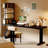 Black Rectangular Solid Wood + Iron Desk-109514461