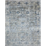 Silk Southwestern Area Rug in Gray/White/Oranged