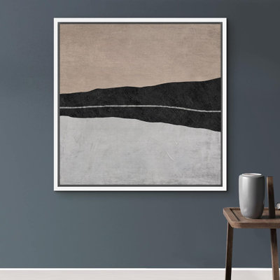 Minimalist Landscape " Tan Black Gray Color Block Landscape Abstract Shapes Neutral Modern Art Decor Contemporary Minimal "