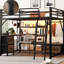 Lit en métal de taille grand avec design loft, bureau, lumières à DEL et poignées sécurisées, tiroirs de rangement pour garde-robe - peu encombrant pour les appartements-1078918437