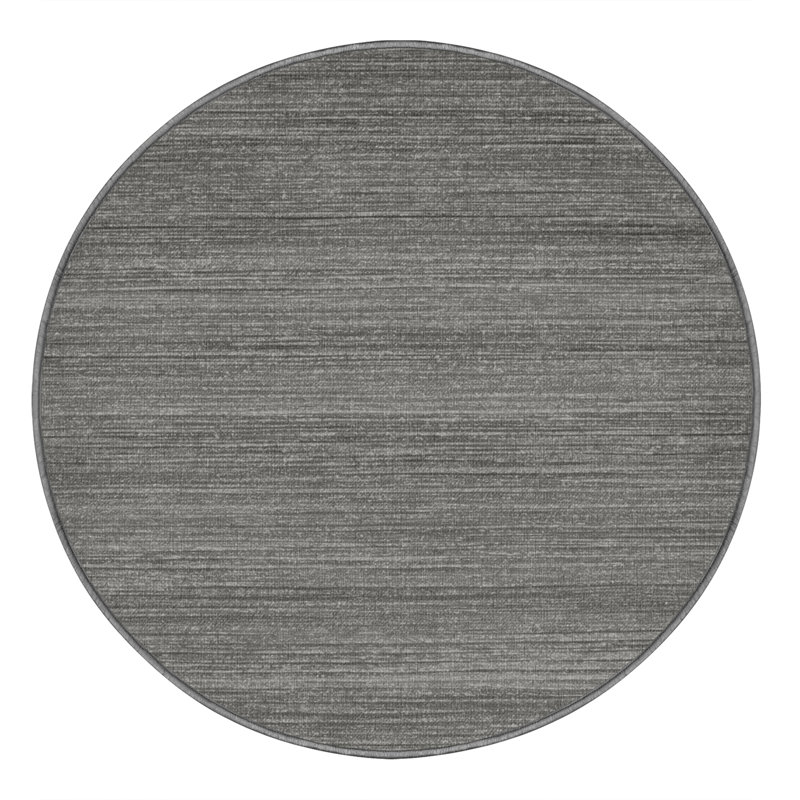 Machine Washable Solid Gray Area Rug, Round 6'