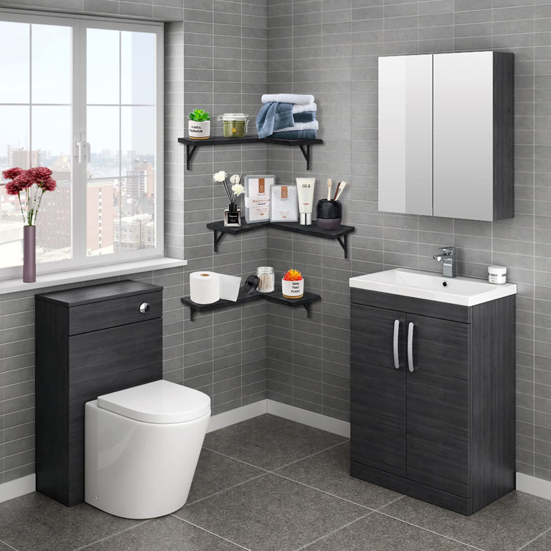 L-Shaped Corner Shelf, Black