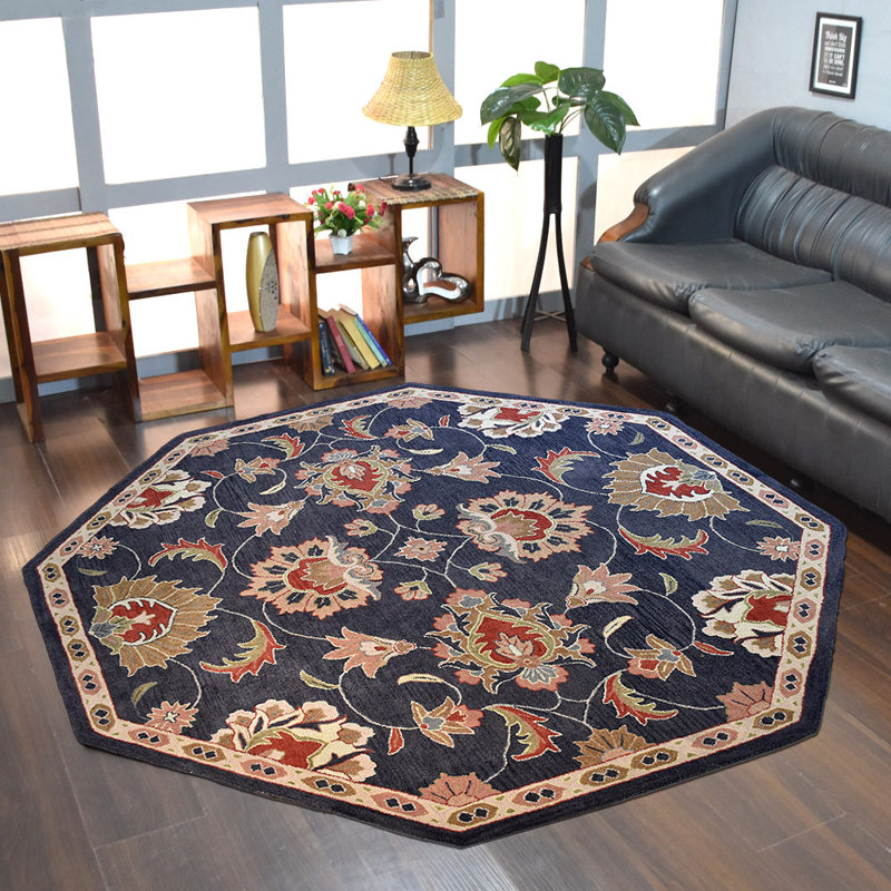 Classical Hand Tufted Wool Eco-Friendly Area Rugs - Octagon | Charcoal Color | Oriental Design | Area Rugs for living room, Bedroom