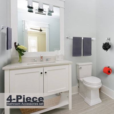 Ensemble de quincaillerie de salle de bain 4 pièces avec porte-serviettes et porte-serviettes de toilette en acier inoxydable
