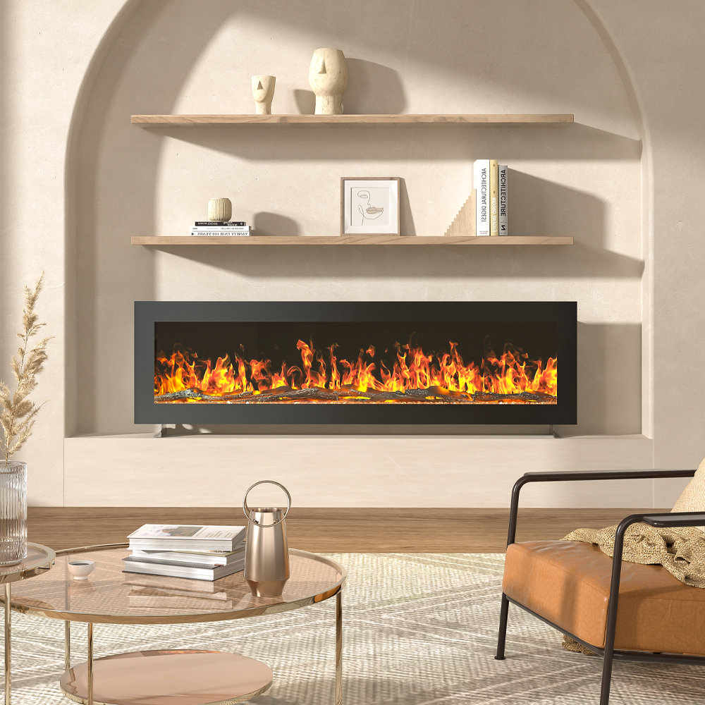 Symple Stuff Electric Fire with Charcoal and Crystal Stones