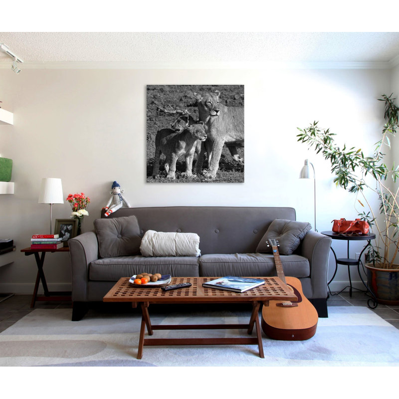 «Lioness And Cubs», toile tendue par Aledanda, H 12 po x l 12 po x P 1,5 po