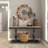 Wood Medallion Scroll Brown Wall Decor with Metal Fleur-De-Lis Detail