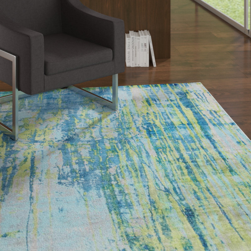 Bloxom Viscose Abstract Indoor Rug, Rectangle 5' x 8'