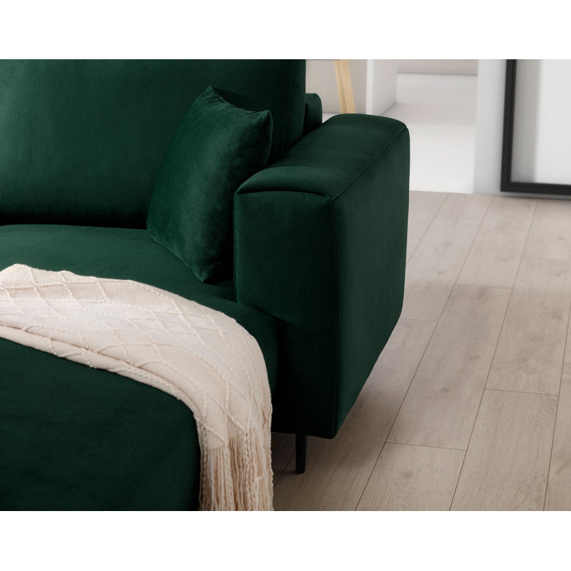 Aecca 4 Seater Sofa Bed, Left facing, Dark green