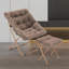 Fauteuil d'appoint douillet capitonné et rembourré avec cadre en métal doré pour le salon-524071271-491022507