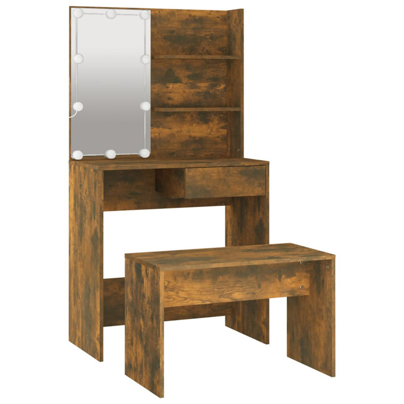 Itamar Dressing Table with Mirror, Brown