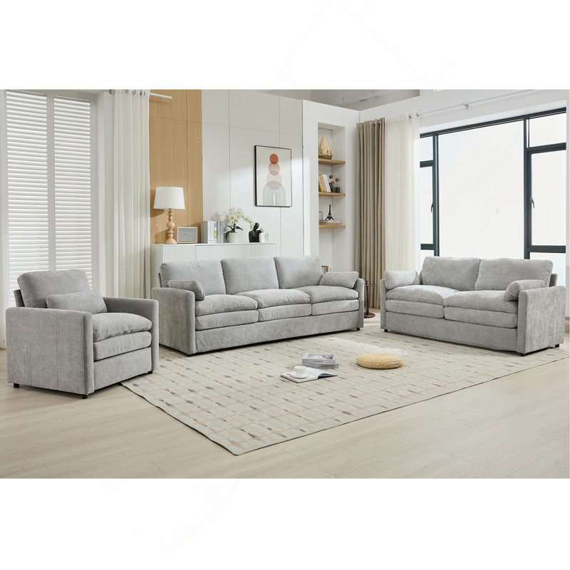 Ensemble de canapé rembourré Cozy, Gris clair