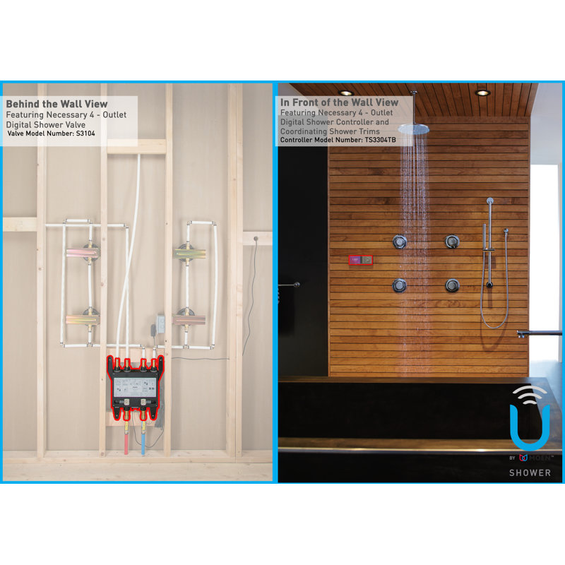 Smart Shower 2-Outlet Digital Thermostatic Shower Valve with 1/2" Connections
