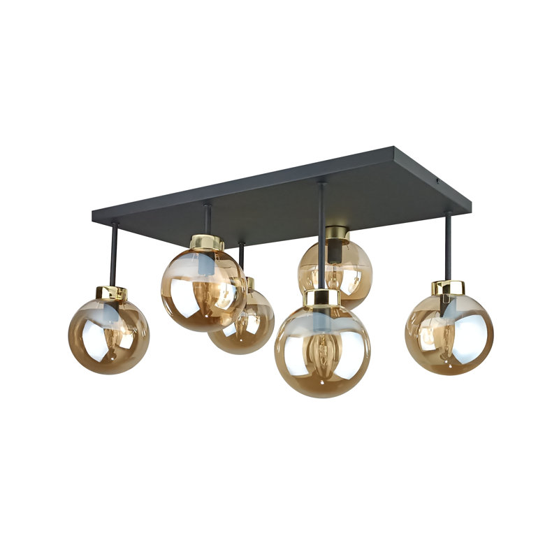 Alexzander Glass Semi Flush Mount, Gold, Honey