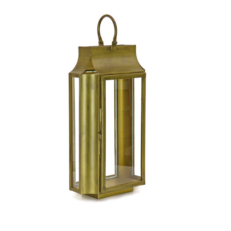 Stainless Steel Tabletop Lantern, 21.7" H x 6.3" W x 11" D