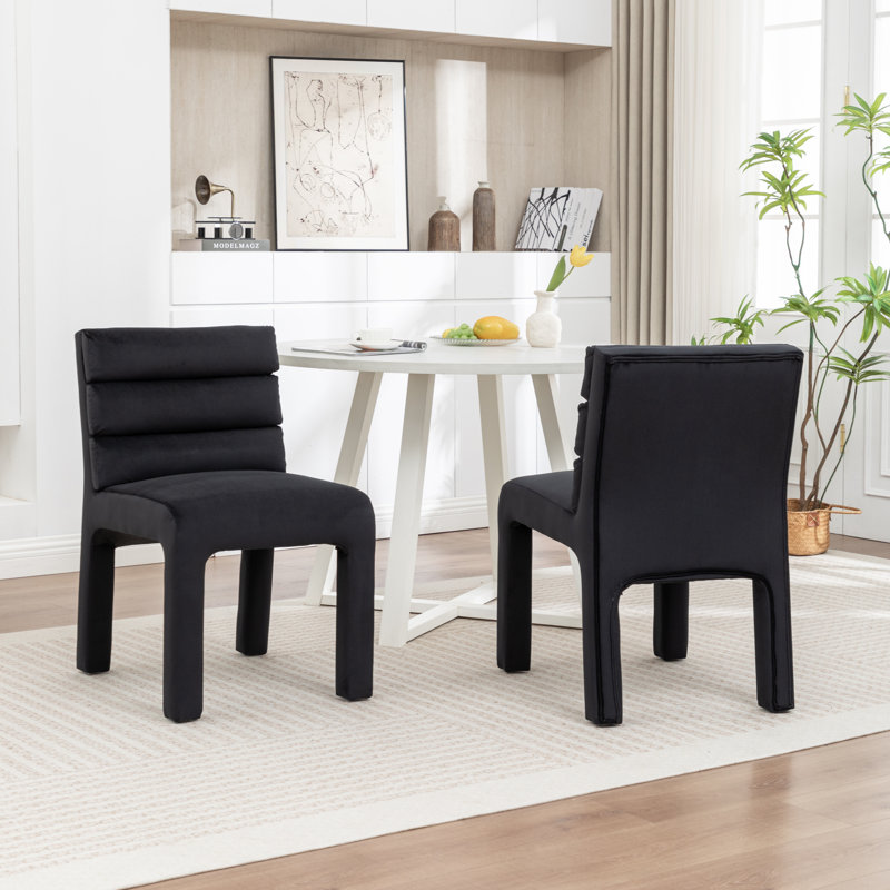 Cowger Velvet Upholstered Side Chair, Black