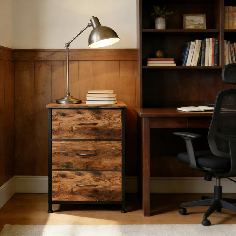 3 rangements multifonctionnels avec bacs en tissu amovibles pour la chambre à coucher et le salon, Brun