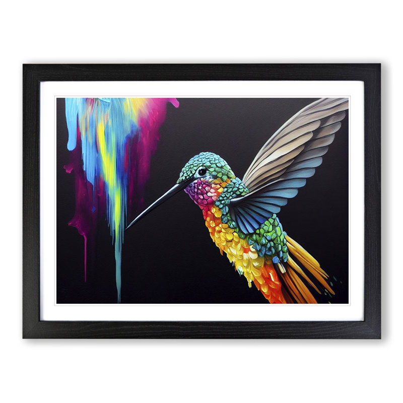Hummingbird Vol.1 Abstract - Single Picture Frame Print, Black Framed, 46cm H x 64cm W x 2cm D