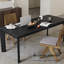 Table de salle à manger rectangulaire en bois massif avec pieds robustes et plateau épais, table de cuisine moderne en bois pour 4 à 6 personnes, noire-860686569-1015762294