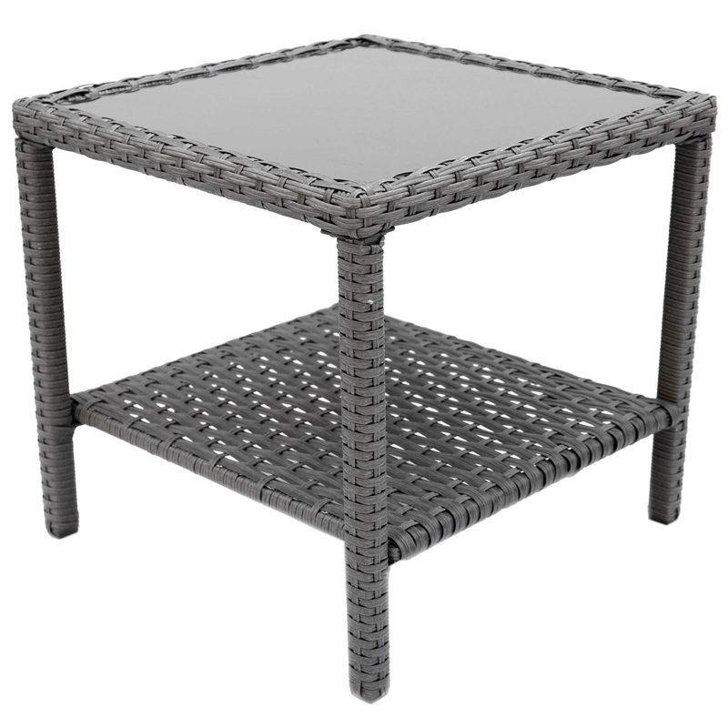 Hanna-Maria Square Glass Steel Outdoor Coffee Table - 50 cm W 50 cm D