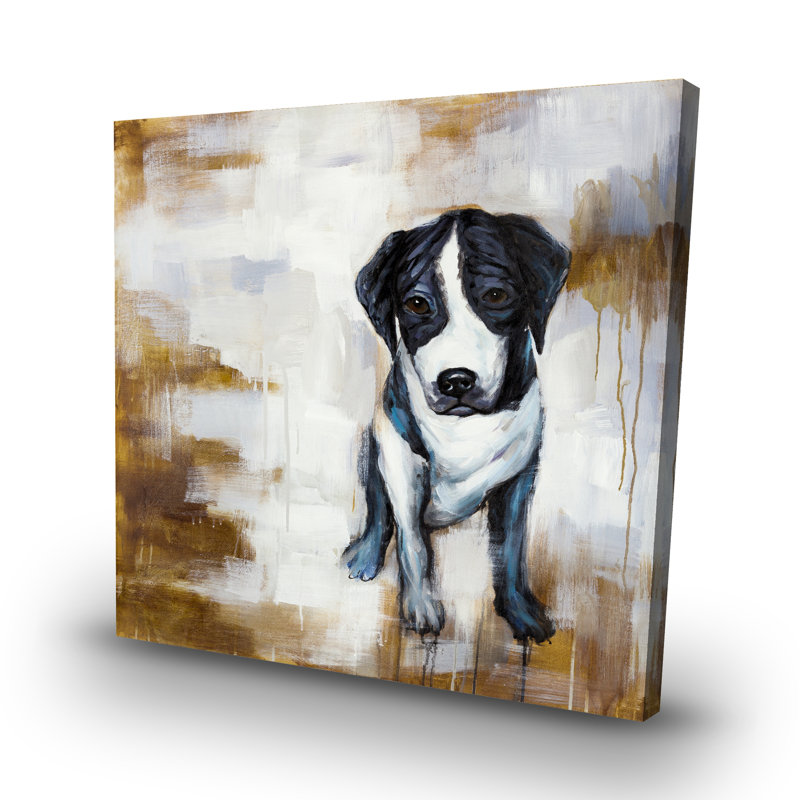 Sitting dog - 32"x32" art on canvas