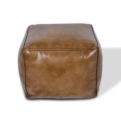71cm Wide Genuine Leather Pouffe Ottoman