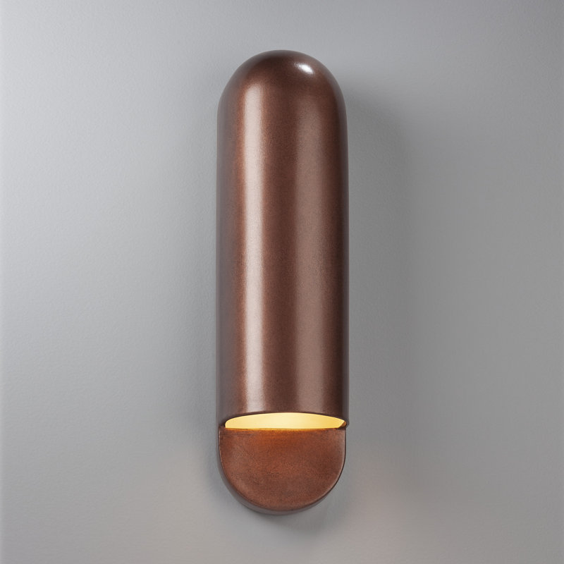 Plafonnier encastré d'extérieur câblé Bharath, Cuivre antique, H 20 po x l 5 po x P 4 po