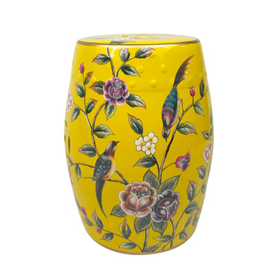 Flower and bird ceramic stool