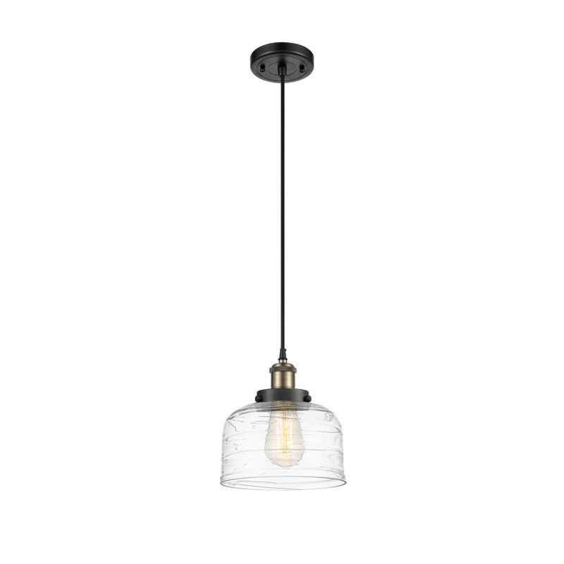 Luminaire suspendu en forme de cloche à 1 lumière Bolingbrook, Noir / Laiton