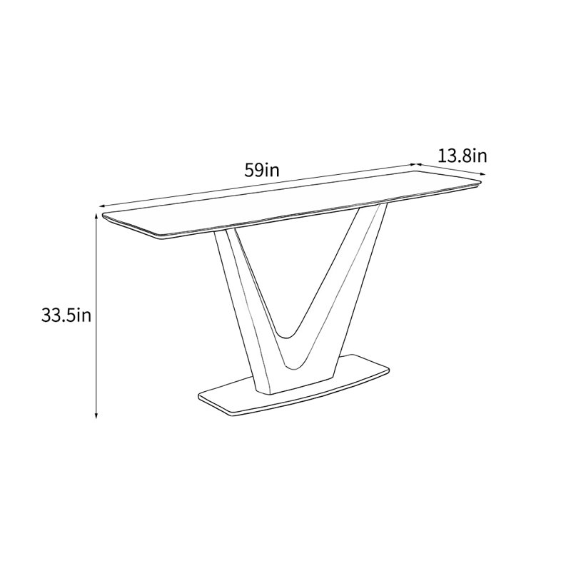 Modern simple luxury rectangular console table, 33.5" H x 59" W x 13.8" D, Black