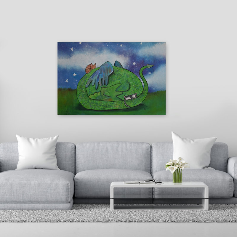 Le sommeil du doux dragon - Affiche murale contemporaine abstraite, H 40 po x l 60 po