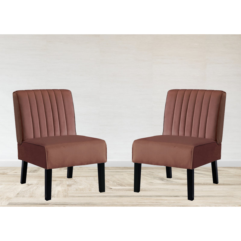 Antanina Wide Slipper Chair, Rose Velvet