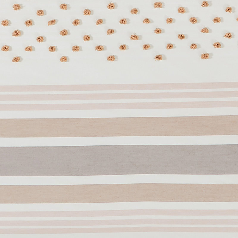 Polyester Plain Weave Geometric Shapes Duvet Cover, Beige, King Duvet Cover + 2 King Pillow Shams
